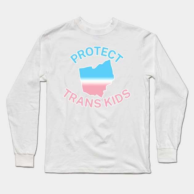 Protect Trans Kids Ohio - Transgender Flag - Protect Transgender Children - Curved Design Long Sleeve T-Shirt by SayWhatYouFeel